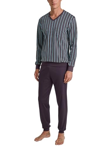 CALIDA Relax Streamline Bündchen-Pyjama Herren, aus 100% Baumwolle, Hose mit stoffbezogenem Gummibund von CALIDA