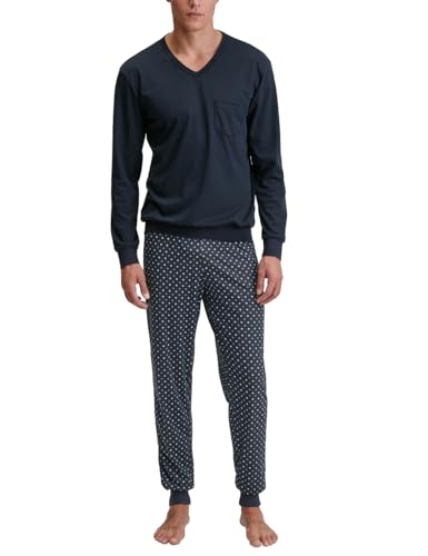 CALIDA Relax Streamline Bündchen-Pyjama Herren, aus 100% Baumwolle, Hose mit stoffbezogenem Gummibund von CALIDA