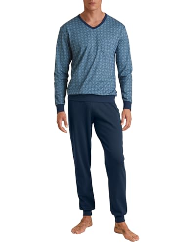 CALIDA Relax Streamline Bündchen-Pyjama Herren, aus 100% Bio Baumwolle, atmungsaktiv, pflegeleicht, elastischer Hosenbund von CALIDA
