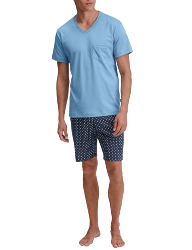 CALIDA Relax Streamline Kurz-Pyjama, V-Neck Herren, aus 100% Baumwolle, Hose mit stoffbezogenem Gummibund von CALIDA
