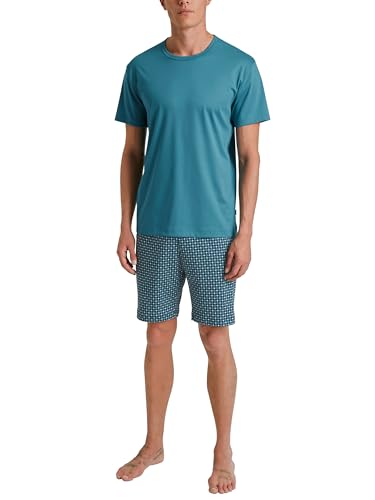 CALIDA Relax Streamline Kurz-Pyjama Herren, aus 100% Baumwolle, Hose mit stoffbezogenem Gummibund von CALIDA