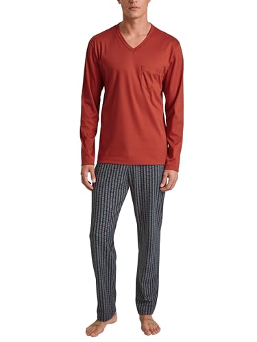 CALIDA Relax Streamline Pyjama, lang Herren, aus 100% Baumwolle, Hose mit stoffbezogenem Gummibund von CALIDA