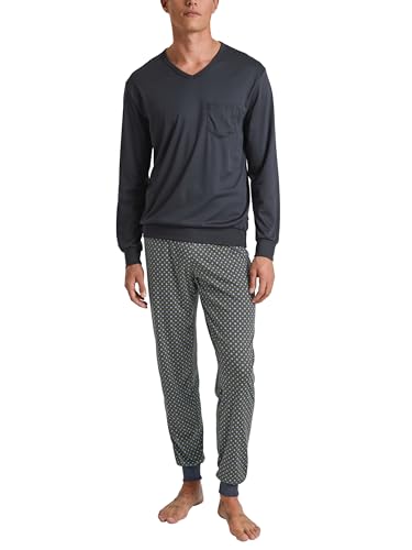 CALIDA Relax Swiss Edition Bündchen-Pyjama Herren, aus 100% Baumwolle, Hose mit stoffbezogenem Gummibund von CALIDA
