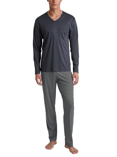 CALIDA Relax Swiss Edition Pyjama, lang Herren, aus 100% Baumwolle, Hose mit stoffbezogenem Gummibund von CALIDA