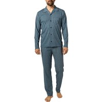 CALIDA Herren Pyjama blau Baumwoll-Jersey Gemustert von CALIDA