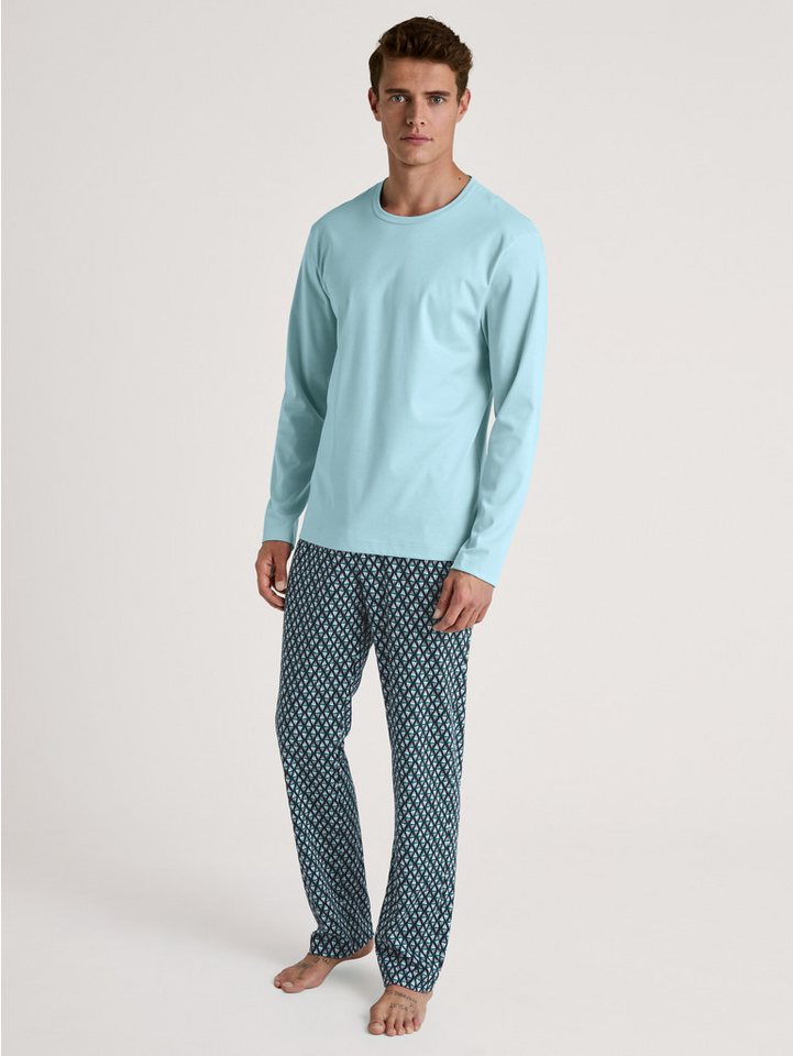 CALIDA Schlafanzug Relax Streamline 2 (2 tlg) Langarm-Shirt mit eingefasstem Rundhalsausschnitt von CALIDA