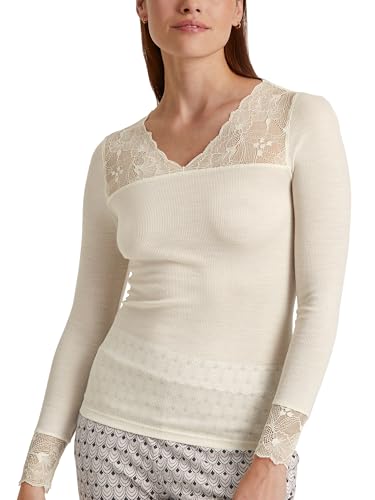 CALIDA Silky Wool Glam Langarmshirt Damen, aus Wolle-Seide, Feinripp, temperaturausgleichend und geruchsneutralisierend von CALIDA
