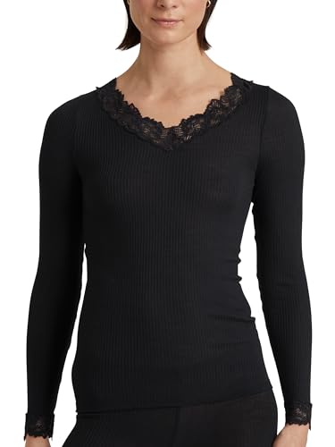 CALIDA Silky Wool Joy Langarmshirt Damen, aus Wolle-Seide, Feinripp, temperaturausgleichend und geruchsneutralisierend von CALIDA