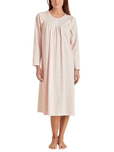 CALIDA Soft Cotton Langarm-Nachthemd Damen, Länge 110cm, aus 100% Baumwolle, mit sanft glänzender Satin-Paspelierung von CALIDA