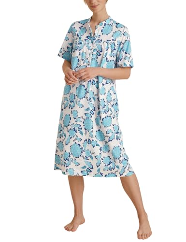 CALIDA Soft Cotton Langarm-Nachthemd mit Stehkragen Damen, Länge 110 cm, Knopfleiste von CALIDA