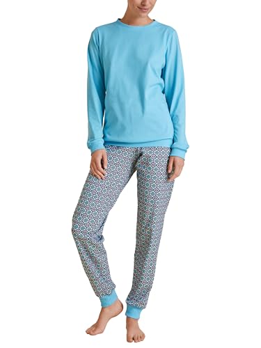 CALIDA Spring Nights Bündchen-Pyjama Damen, aus 100% Baumwolle, atmungsaktiv und klimaregulierend von CALIDA