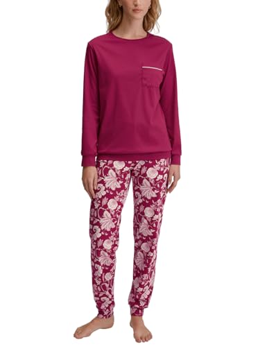 CALIDA Sweet Dreams Bündchen-Pyjama Damen, aus 100% Baumwolle, Hose mit stoffbezogenem Gummibund von CALIDA