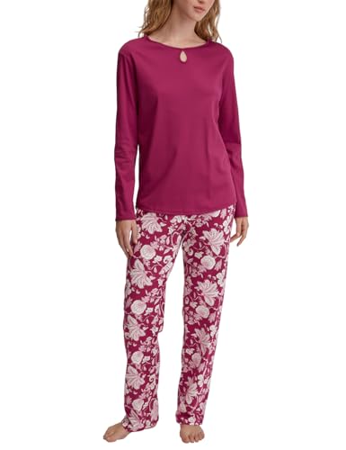 CALIDA Sweet Dreams Pyjama, lang Damen, aus 100% Baumwolle, Hose mit stoffbezogenem Gummibund von CALIDA