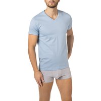 CALIDA Herren T-Shirt blau Baumwolle unifarben von CALIDA