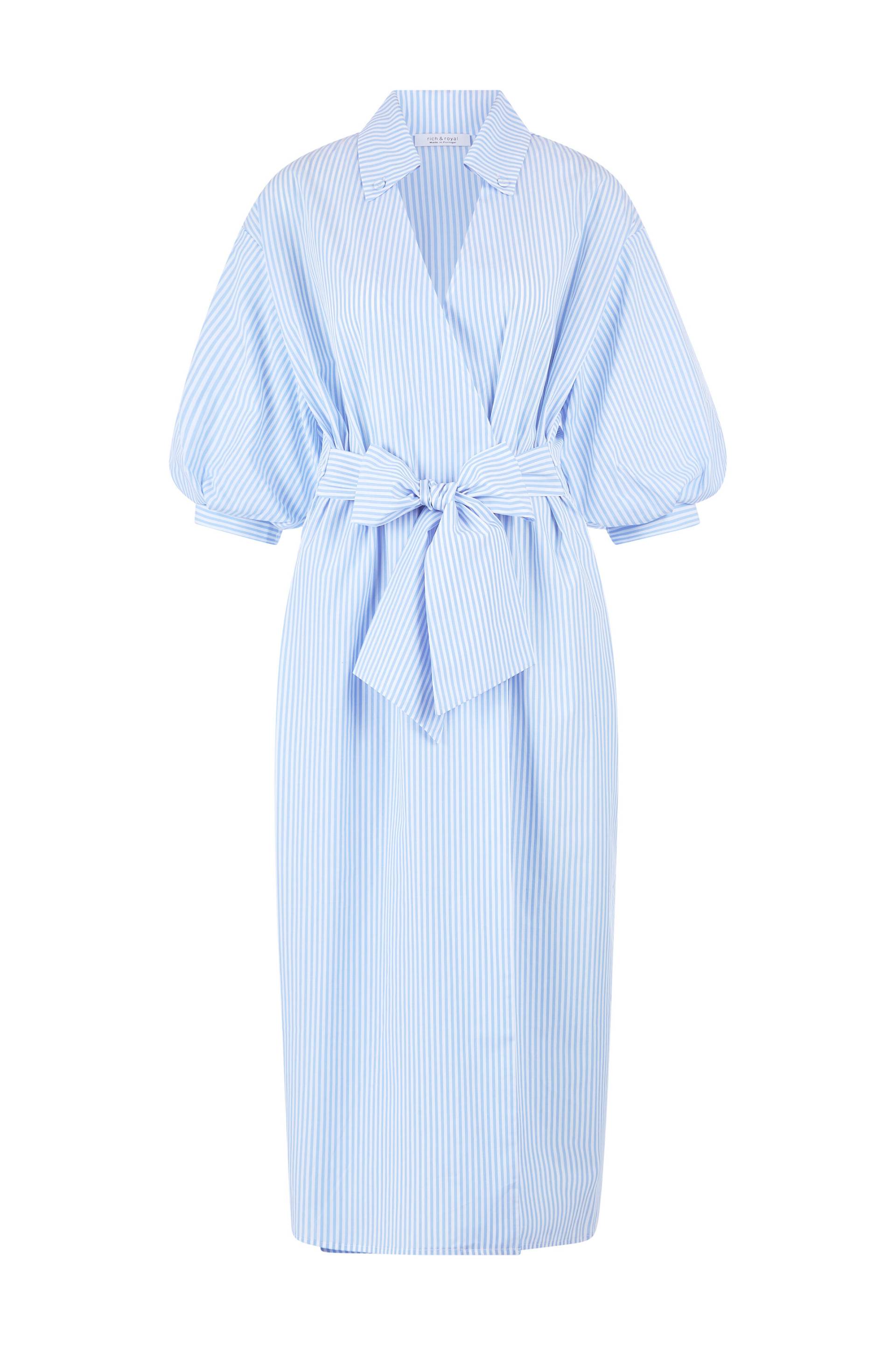 Rich & Royal - cotton midi dress with puff sleeves skyway blue - Gr. - 40 von Rich & Royal