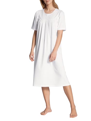 CALIDA Damen Nachthemd Soft Cotton, weiß aus 100% Baumwolle, kurzarm Rundhalsausschnitt, Größe: 44/46 ( M ) von CALIDA