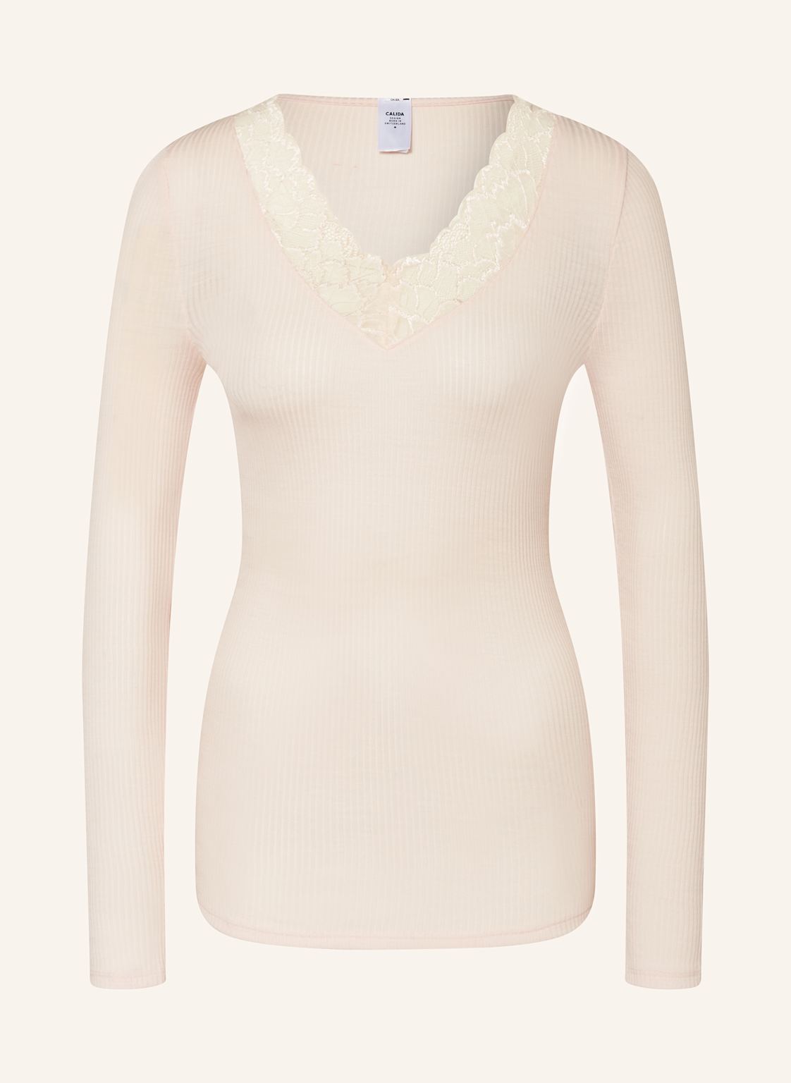 Calida Longsleeve Silky Wool Lace Aus Merinowolle Mit Seide rosa von CALIDA