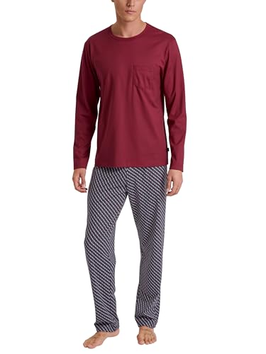 CALIDA Relax Imprint Pyjama, lang Herren, aus 100% Baumwolle, Hose mit stoffbezogenem Gummibund von CALIDA