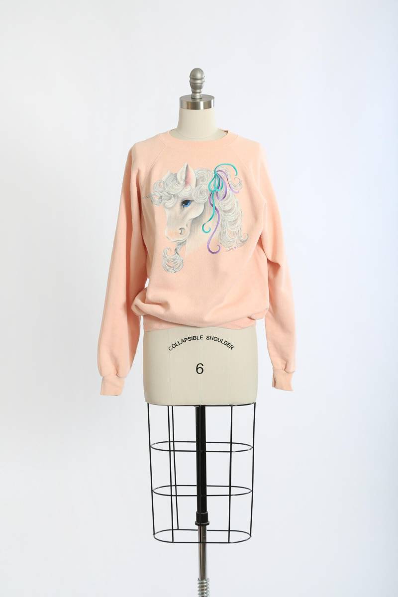 80Er Jahre Raglan-Sweatshirt Mit Einhorn Design von CALIVINTAGEUSA