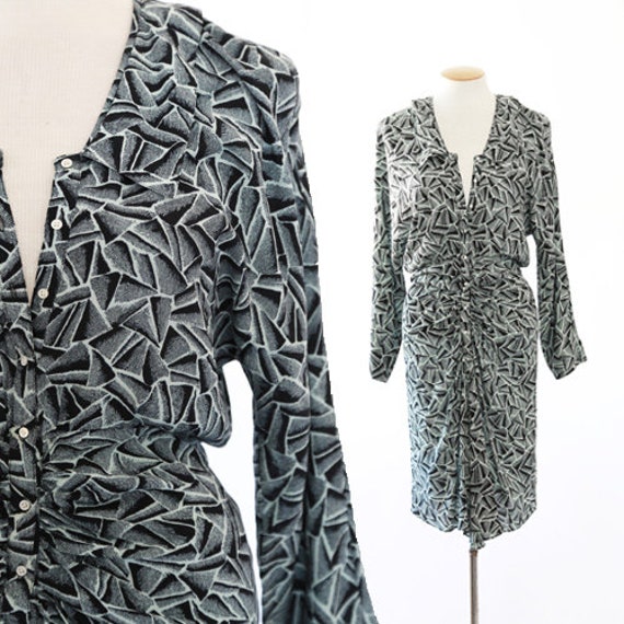 Nicole Miller Abstraktes Kleid | Vintage 90Er Jahre Mit Dolman Ärmel Gr. S von CALIVINTAGEUSA