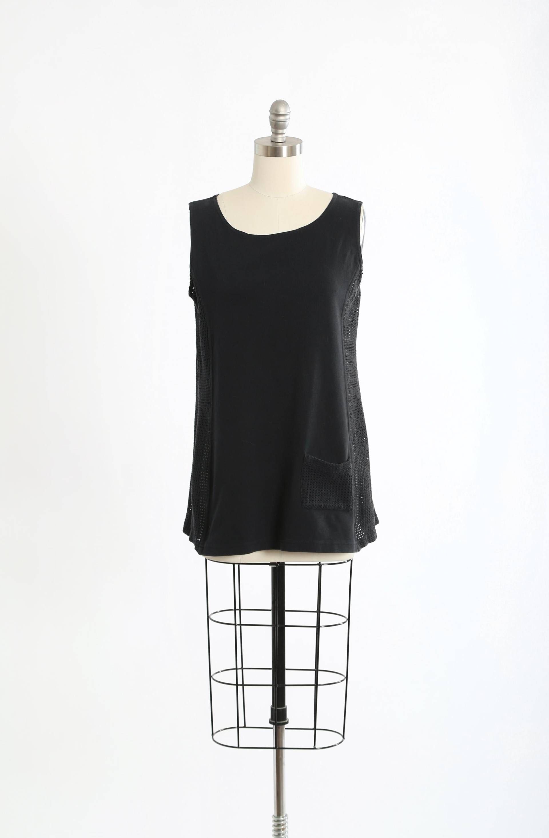 Vintage 1990Er Jahre Schwarzes Baumwoll-Cut-Out-Swim Coverup-Minikleid von CALIVINTAGEUSA