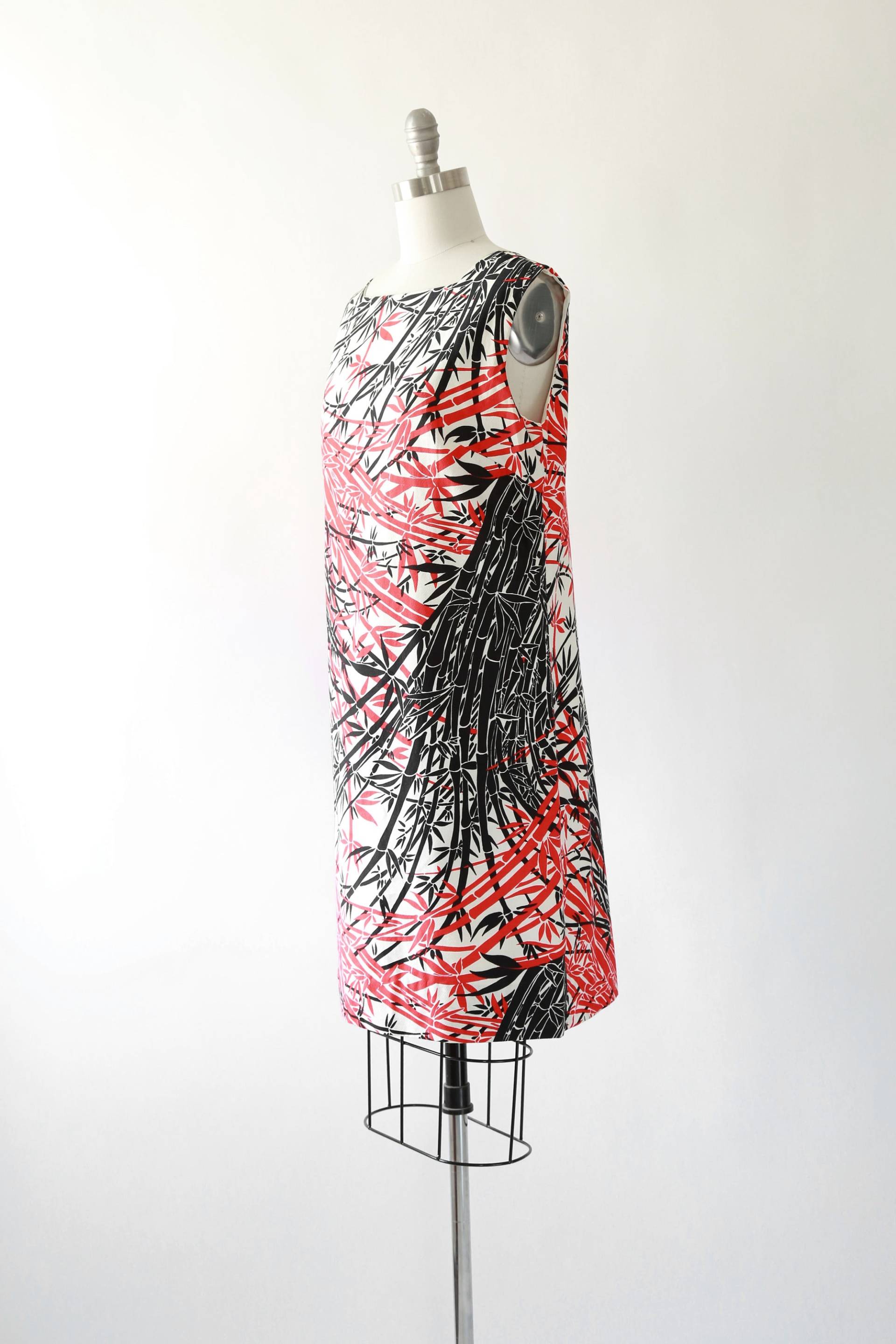 Vintage 60Er Jahre Mod Bambus Print Etuikleid von CALIVINTAGEUSA