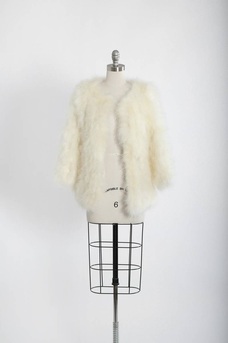 Vintage 60Er Jahre Weiße Straußenfeder Jacke von CALIVINTAGEUSA