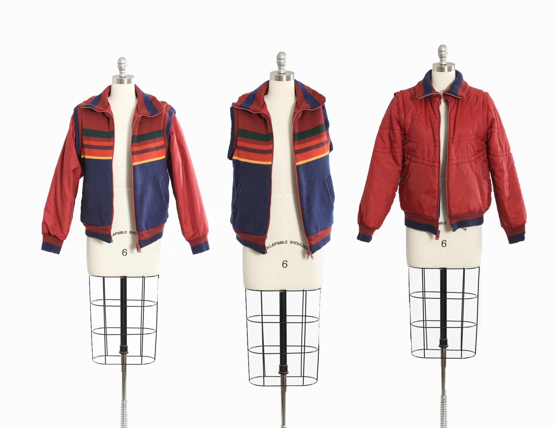 Vintage 80Er Jahre Maroon Gestreifte Strickjacke Weste von CALIVINTAGEUSA