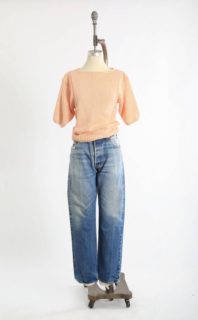 Vintage 80Er Jahre Rosa Handgestrickter Pullover Aus Seidengemisch von CALIVINTAGEUSA