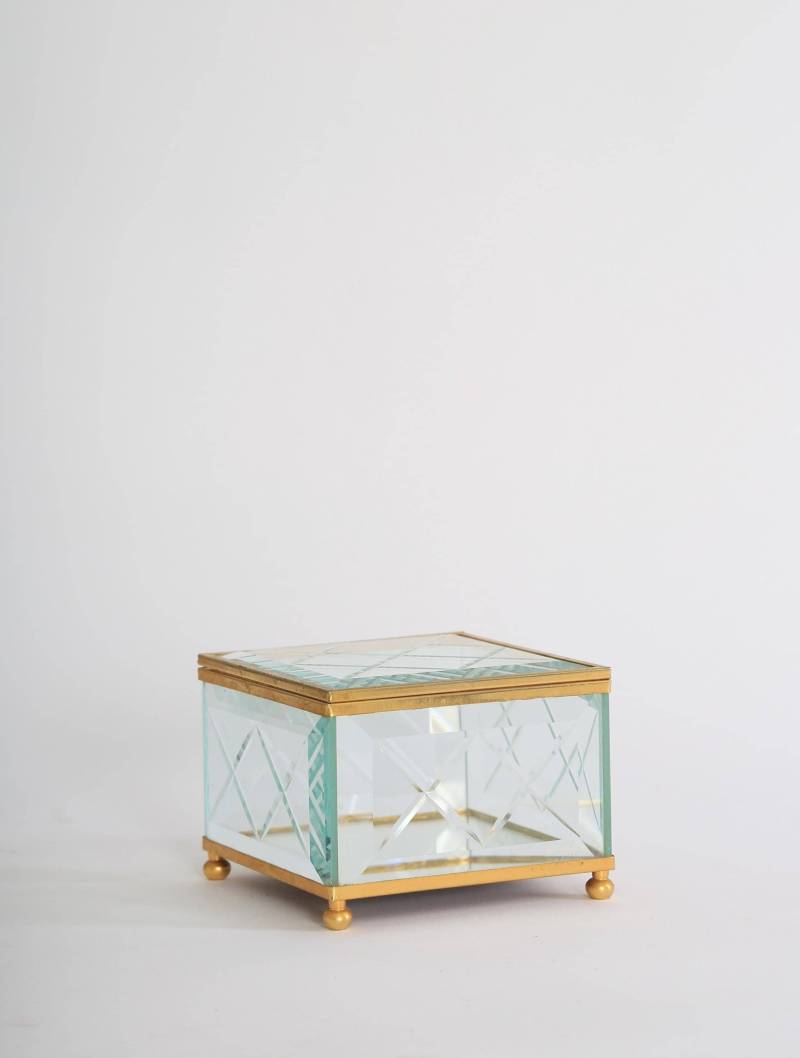 Vintage Geschliffene Messing Schmuckschatulle von CALIVINTAGEUSA