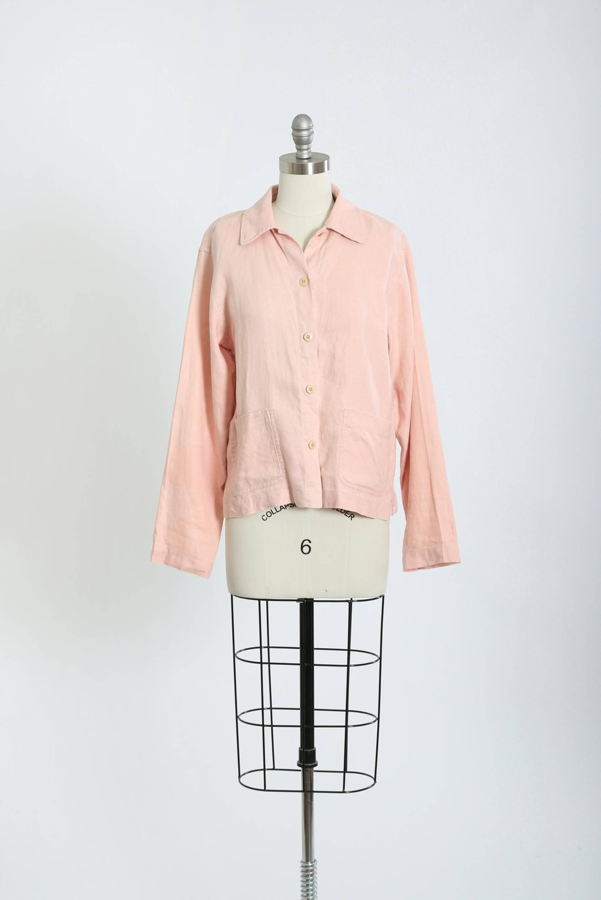 Y2K Pink Chore Abgeschnittene Leinenjacke Y2K Pink Chore Abgeschnittene Leinenjacke von CALIVINTAGEUSA