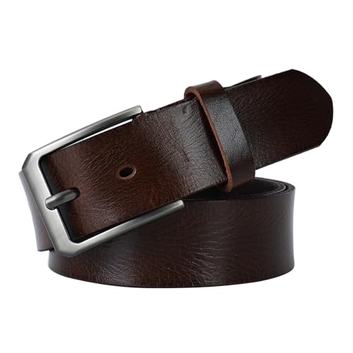 CALIYO Gürtel Herren, Ledergürtel Herren aus Rindsleder Belt Men Metall Retro Jeansgürtel, 3.8cm Breit Länge kürzbar Herrengürtel von CALIYO