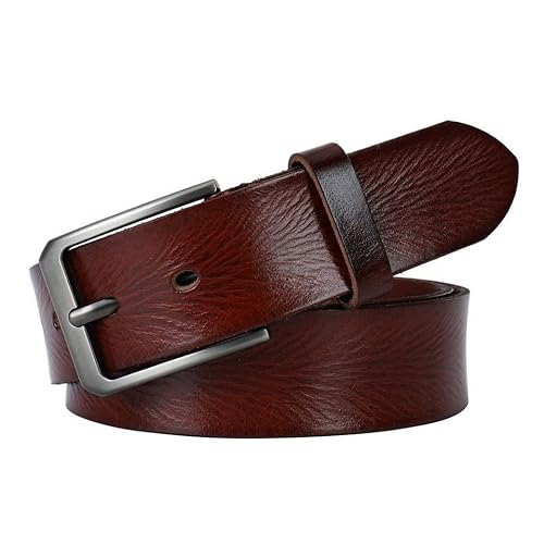 CALIYO Ledergürtel Herren aus Rindsleder,Echtes Leder Gürtel Herren,115-125cm Belt Men Metall Retro Jeansgürtel,Länge kürzbar,3.8cm Breit,Schwarz/Dunkelbraun/Braun von CALIYO