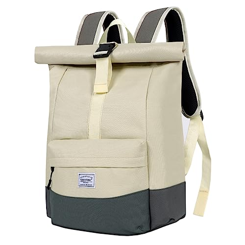 CALIYO Rolltop Rucksack Damen & Herren, Laptop Rucksack Handgepäck Rucksack mit Laptop Fach Wasserdichter Rucksack Rolltop mit Laptopfach Uni, Schule, Studium, Reisen von CALIYO