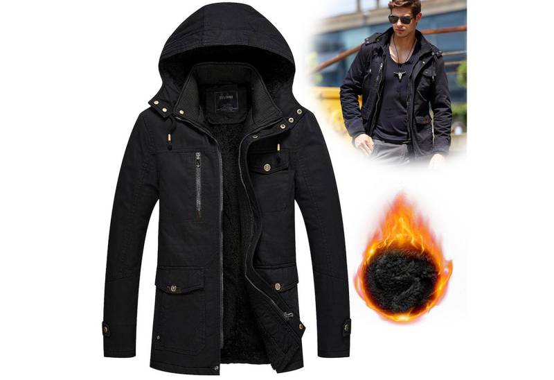 CALIYO Winterjacke Warmes Jacke Winterparka Multi-pocket Winddicht Fleecejacke Baumwolle Futter Winddichter Wintermantel für Outdoor Arbeit von CALIYO