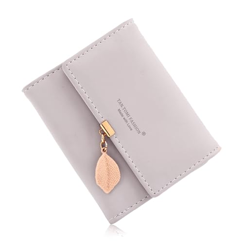 CALIYO Geldbeutel Damen aus Glattem und Weichem Synthetisches Leder Geldbörse klein Kurzformat Portemonnaie Farben mit vielen Fächern（Helllila） von CALIYO