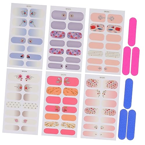 2 Sätze Selbstklebende Nagelsticker Aus Künstlichem Nagelkunst Aufkleber Für Diy Nageldesign Nagelfeilen Vielseitige Und Einfache Anwendung Für Perfekten Look 6 Blätter * 2 von CALLARON
