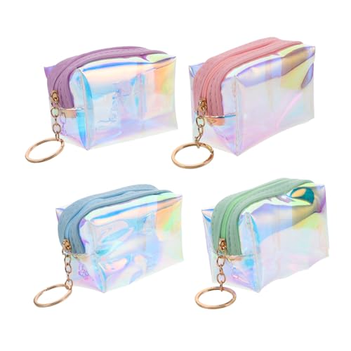 4 Teiliges Münzgeldbörsen Schlüsselanhänger Mini Geldbörse Für Teenager Mädchen Schillerndes Kleingeld Portemonnaie Mini Kleingeldbeutel Mit Reißverschluss Kartenetui Für von CALLARON