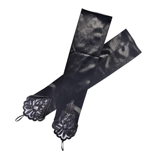 CALLARON 1paar Vintage Satin Lange Partyhandschuhe Für Damen Elegante Fingerlose Armstulpen Mit Perlenstickerei Für Karneval Maskeraden Und Festliche Anlässe von CALLARON