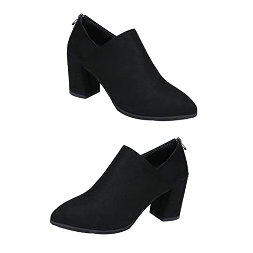 CALLARON 1 Paar Damen Winter Stiefeletten Veloursleder Kurzstiefel mit Blockabsatz und für zu Röcken oder Hosen von CALLARON