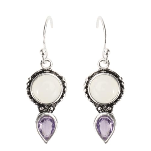 CALLARON Elegante Vintage Birne Geformt S925 Ohrringe Handgemachte Mondstein Ohr Schmuck Damen von CALLARON