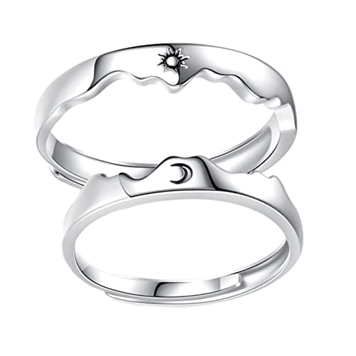 CALLARON 1 Paar Sonne Und Mond Paar Ring Schwarz-weiße Paarringe Für Sie Und Ihn Engel, Teufelsflügel, Drache, Offene Ringe Männer Anzug Männeranzug Unisex Liebhaber Kupfer Geschenk von CALLARON