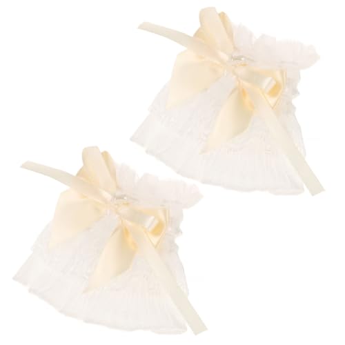 CALLARON 1 Paar Spitzenärmel gefälschte Ärmel abnehmbare Ärmel Handverzierte Ärmel Armstulpen für Damen Armbandhalter Riemen Handmanschette aus Spitze elastische Bündchen für die Ärmel Weiß von CALLARON