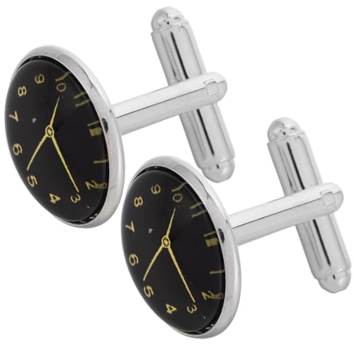 CALLARON 1 Paar Uhrförmige Manschettenknöpfe für Herren Klassische Cufflinks Silber Elegantes Design für Formelle Anlässe als für Hochzeiten Geburtstage und Jubiläen von CALLARON