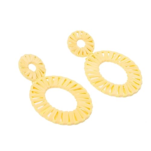 CALLARON 1 Paar Wunderschöne Handgefertigte Raffia Ohrringe für Damen Dangle Creolen im Boho Perfektes für Elegant Vielseitig Kombinierbar von CALLARON