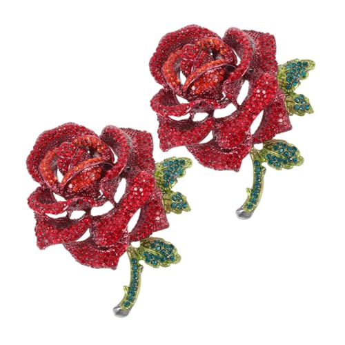 CALLARON 1 Satz Brosche Für Damen Blumen Anstecknadel Mit Zirkonia Vielseitige Modebrosche Für Hochzeiten Und Partys Rote Blütenbrosche Schmuck 2 Stück von CALLARON