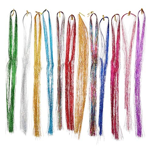 CALLARON 1 Satz Farbige Seidenhaarzubehör silbernes Haarlametta bunt Erweiterungen UV Haarwerkzeuge Bausatz Haarlametta für Mädchen Lametta Haarset Haarverlängerung Lametta das Haustier von CALLARON