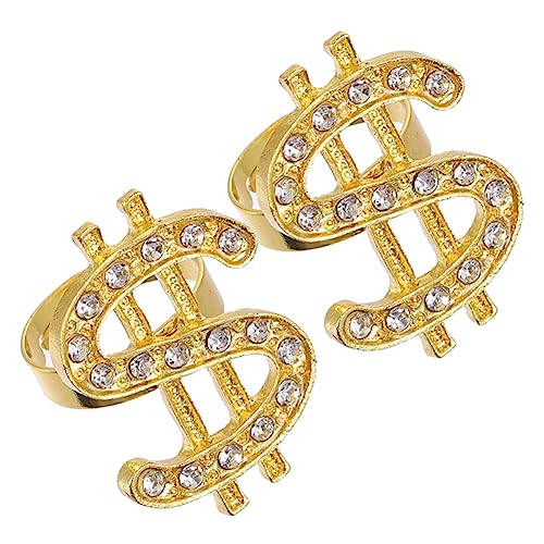 CALLARON 1 Satz Geldring Ringe Für Paare Diamantschmuck Geld Requisite Zehenringe Für Frauen Ringgrößenmesser Geldbeutel Kostüm Cocktailringe Stapelbare Ringe Schild Brille 2Stk von CALLARON