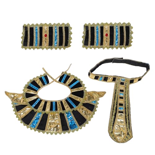CALLARON Altägyptisches Kostümzubehör Für Männer Inklusive Gürtel Kragen Und Armbändern Für Halloween-cosplay Partys Und Rollenspiele Handgefertigt Aus Goldenem Material Für von CALLARON