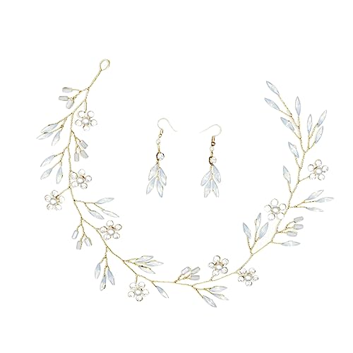 CALLARON Stirnband Und Ohrclip Für Braut Haarschmuck Für Hochzeit Stirnband -ohrclip Kopfschmuck Für Damen Floraler Haarschmuck Für Braut von CALLARON